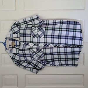 Roebuck & Co men's windowpane plaid short sleeve pearl snap shirt sz xxl